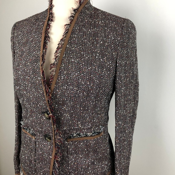 NEW ESCADA EU34/US4 Fringe Tweed Jacket Camel